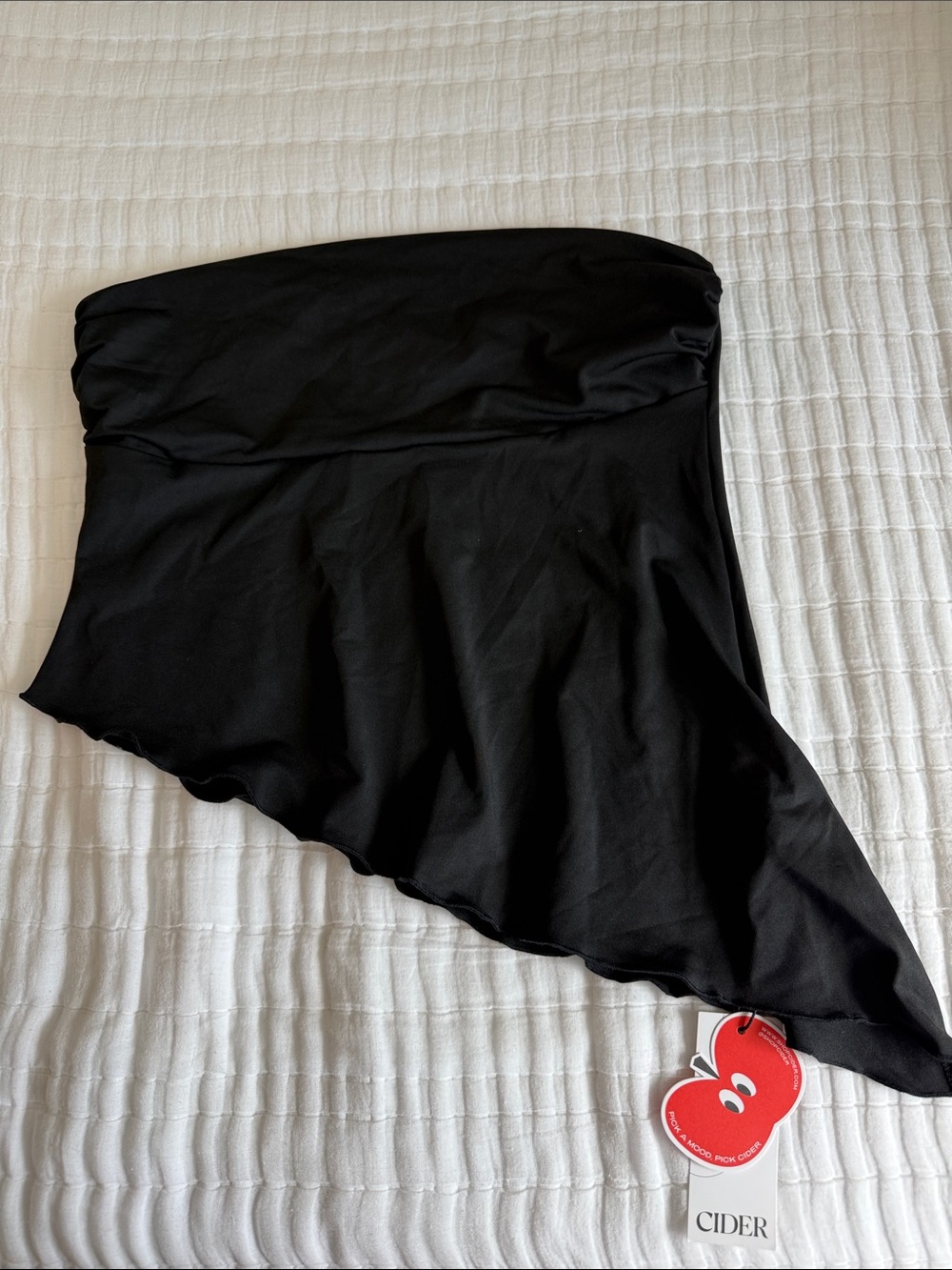 Cider Black Strapless Asymmetric Swim Skirt